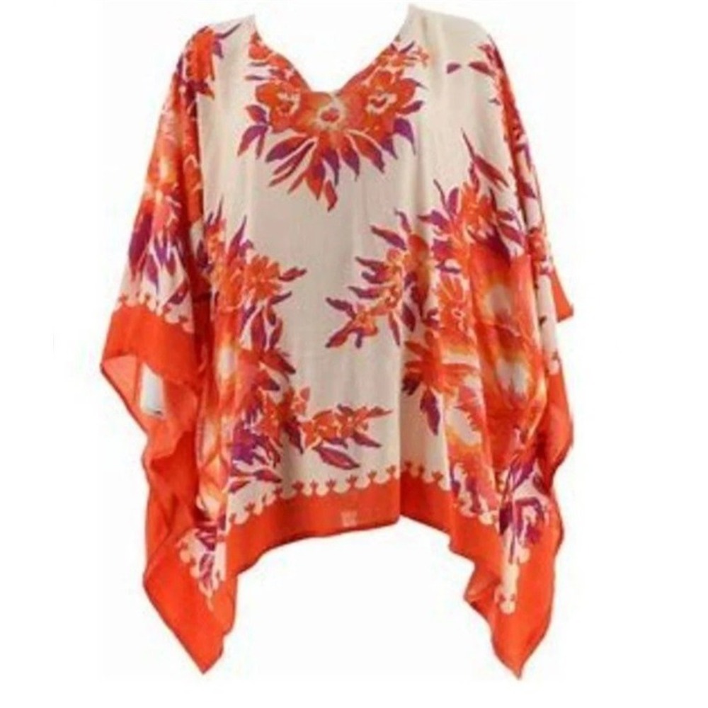 NWT Theodora & Callum Printed Scarf Tunic Top OS 113876